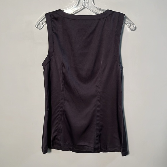 ANN TAYLOR Silk Blend Scoop Neck Seam Detail Gunmetal Grey Tank Blouse Top SZ - Picture 2 of 14